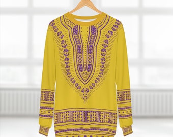 Unisex Gold and Purple Unisex Dashiki Sweatshirt |Afrocentric Sweatshirt