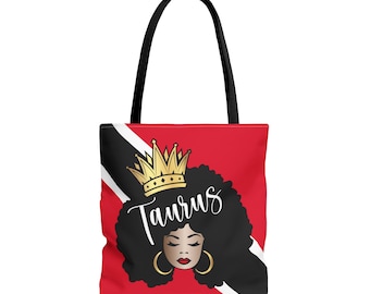 Trinidad Flag African American Woman Tote Bag | African Queen Bag | Black Girl Bag | Taurus  Bag