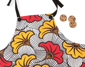 Red and Yellow Flower Ankara Apron | Afrocentric Apron