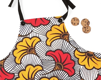 Red and Yellow Flower Ankara Apron | Afrocentric Apron | Garden Apron