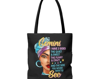 Gemini Queen Tote Bag | Black Girl Bag | Afrocentric Bag | Shopping Tote | Grocery Bag | The power of love