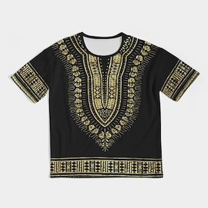 Black and Gold Dashiki Men&#39;s Heavyweight Tee
