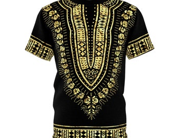 Gold and Black Unisex Dashiki Tee | Afrocentric Shirt