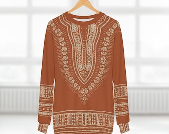 Unisex Orange and Cream Unisex Dashiki Sweatshirt  | Afrocentric Sweatshirt | Black Etsy | African Sweatshirt