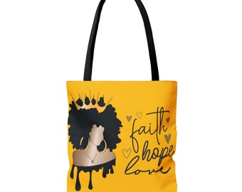 Gold Faith...Hope...Love Natural Hair Tote Bag