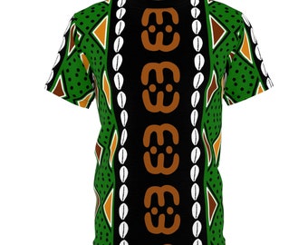 Green Mudcloth Inspired Tee | African Shirt | Afrocentric Shirt