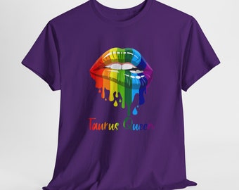 Rainbow Taurus Lip Unisex Heavy Cotton Tee | Taurus Shirt | Birthday Shirt | Birthday Gift