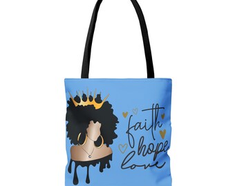 Columbia Blue Faith...Hope...Love Natural Hair Tote Bag