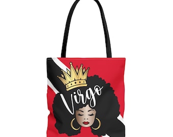 Trinidad Flag African American Woman Tote Bag | African Queen Bag | Black Girl Bag | Virgo Bag