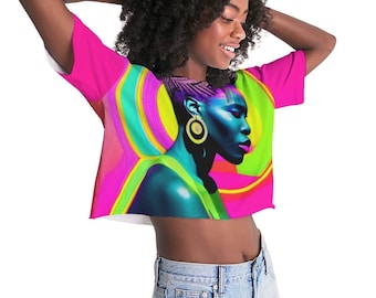Afro Woman Neon Lounge Cropped Tee