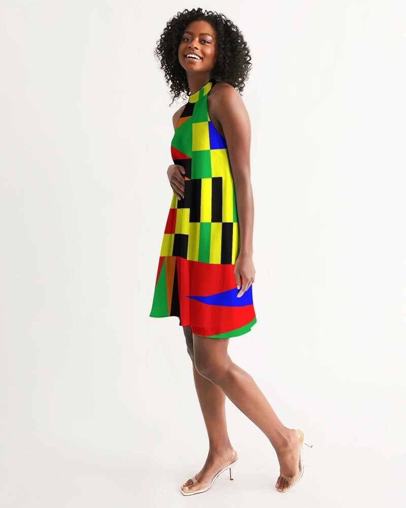 Sexy Kente Halter Long Sleeve 2 Piece Bikini