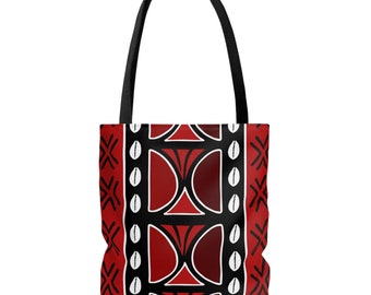 Red Mudcloth Inspired Tote Bag