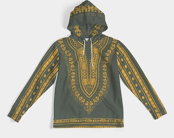 Army Green/Gold Men's Dashiki Hoodie