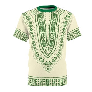 Creme und Grün Herren Dashiki Tee | Afrocentric Kleidung | Schwarz besessenes Geschäft | Die Macht Der Liebe Kleidung