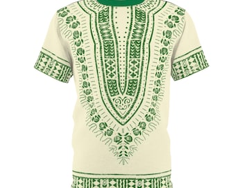 Cream and Green Men's Dashiki Tee  |  Afrocentric Clothing | Black Owned Business | The Power Of Love Clothing