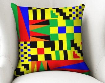 Throw Pillow Case 16"x16" kente cloth4