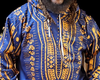 Purple/Gold Dashiki Hoodie