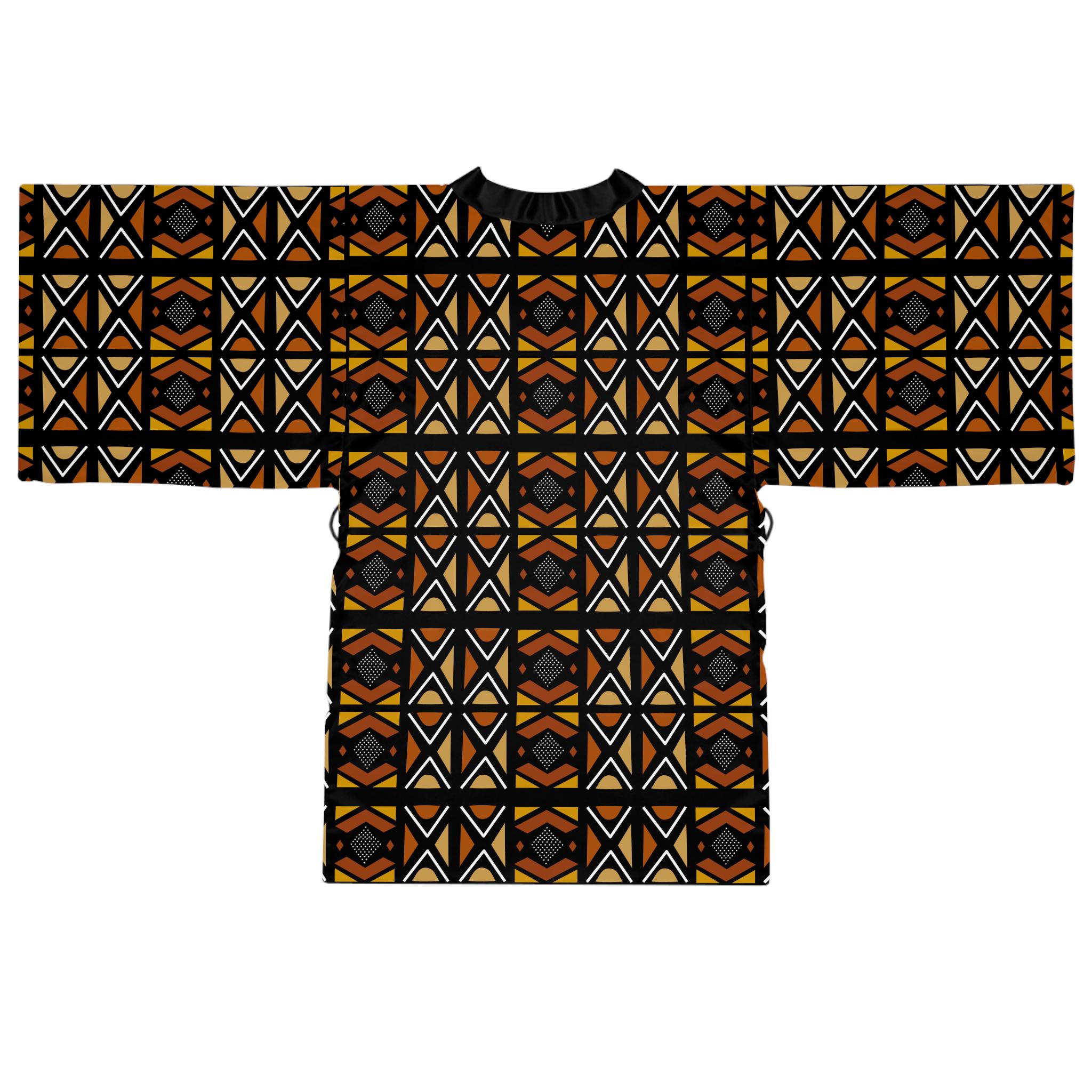 African Mud Cloth Inspired Geometric Print Kimono - Etsy
