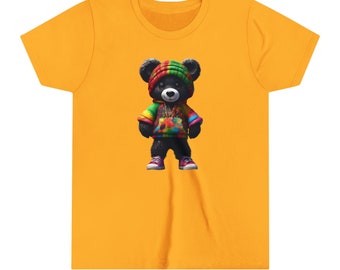 Kids Rasta Bear Youth Short Sleeve Tee | Children Clothes | Rasta Bear Shirt
