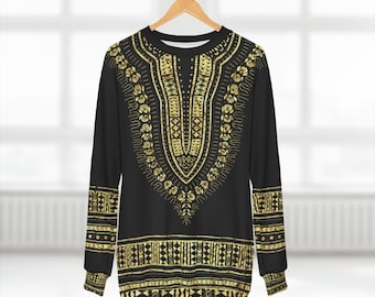 Unisex Black and Gold Unisex Dashiki Sweatshirt | Afrocentric Sweatshirt