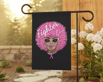 Breast Cancer Fighter Flag | House Banner | Black Gifts | Yard Gifts | Yard Flag