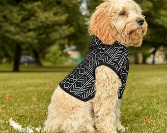 Black and White Ankara Pet Hoodie  | Afrocentric Pet | Dog Clothing | Cat Clothing | Black Owned Business | The Power Of Love Clothing