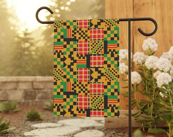 KENTE Home Flag | House Banner | Black Gifts | Yard Gifts | Yard Flag | Adinkra Banner