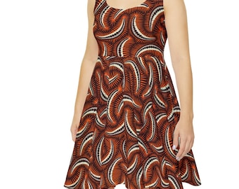 Ankara Orange Print Skater Dress