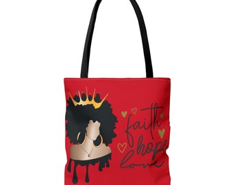 Red Faith...Hope...Love Tote Bag