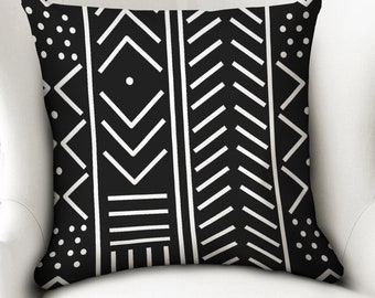 Throw Pillow Case 18"x18" Mudcloth Inspired