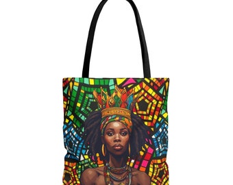 Black Queen with Locs Tote Bag | African Print Bag