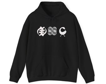 Adinkra Symbols Unisex Hooded Sweatshirt, Gyenyame Hoodie,  Dwennimmen Hoodie, Sankofa Hoodie