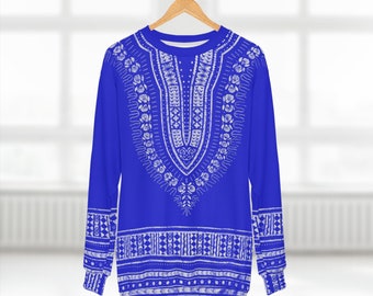 Blue and White Unisex Dashiki Sweatshirt  | Afrocentric Sweatshirt | Black Etsy | African Sweatshirt