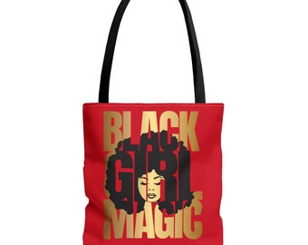 Red Black Girl Magic Tote Bag  | Afrocentric Tote | Black Girl Bag|  Afrocentric Bag | Black Owned Business | The Power Of Love Clothing