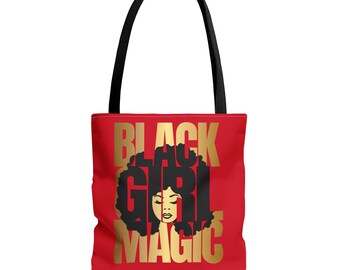 Red Black Girl Magic Tote Bag  | Afrocentric Tote | Black Girl Bag|  Afrocentric Bag | Black Owned Business | The Power Of Love Clothing