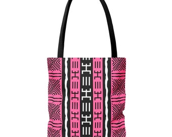 Pink Mudcloth Inspired Tote Bag