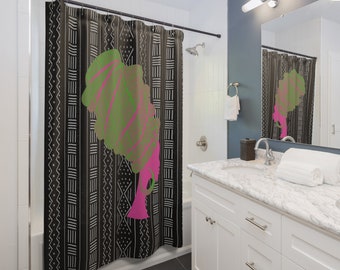 Pink/Green Queen Shower Curtain