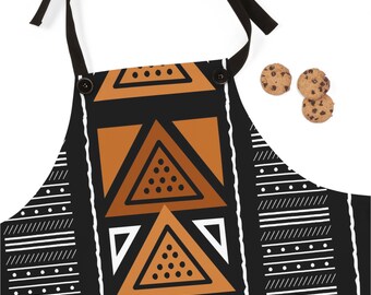 Brown & Black Mud cloth Inspired Apron  | Afrocentric Apron | African Apron | Black Owned Business |  | Garden Apron | Kitchen Apron | House