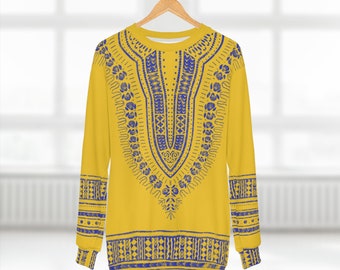 Unisex Blue and Gold Dashiki Unisex Sweatshirt  | Afrocentric Sweatshirt | Black Etsy | African Sweatshirt