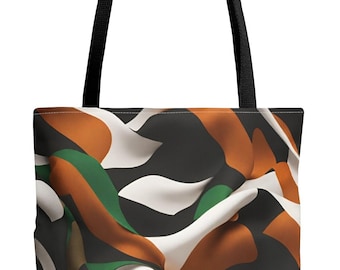 Orange Brown Green Print Tote Bag