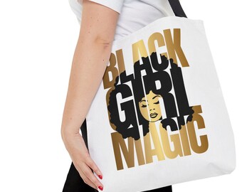 Black Girl Magic White Tote Bag  | Afrocentric Tote| Black Girl Bag | Afrocentric Bag | Black Owned Business | The Power Of Love Clothing