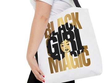 Black Girl Magic White Tote Bag  | Afrocentric Tote| Black Girl Bag | Afrocentric Bag | Black Owned Business | The Power Of Love Clothing