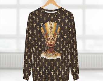 Unisex Nefertiti Sweatshirt  | Afrocentric Sweatshirt | Black Etsy | African Sweatshirt | Egyptian Sweatshirt