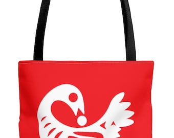 Sankofa Bird Red and White Tote Bag | Sankofa Shopping Bag | Return and Go Get It Tote Bag