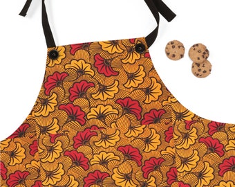 Orange Flower Ankara Apron | Afrocentric Apron