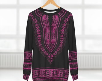 Unisex Black and Pink Dashiki Sweatshirt  | Afrocentric Sweatshirt | Black Etsy | African Sweatshirt