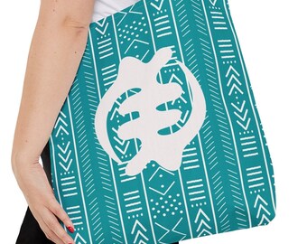GYE NYAME - Supremacy of God Tote Bag Teal  | Afrocentric Tote | Afrocentric Bag | Black Owned Business | The Power Of Love Clothing