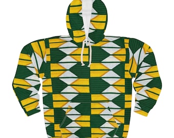 Green and Gold Ankara Pullover Hoodie  | Afrocentric Hoodie | African Hoodie | Black Owned Business | The Power Of Love Clothing