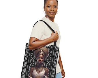 African American Queen Tote Bag: Stylish Polyester Fabric