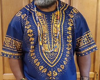 Purple & Gold Unisex Dashiki Heavyweight Shirt, Afrocentric Shirt